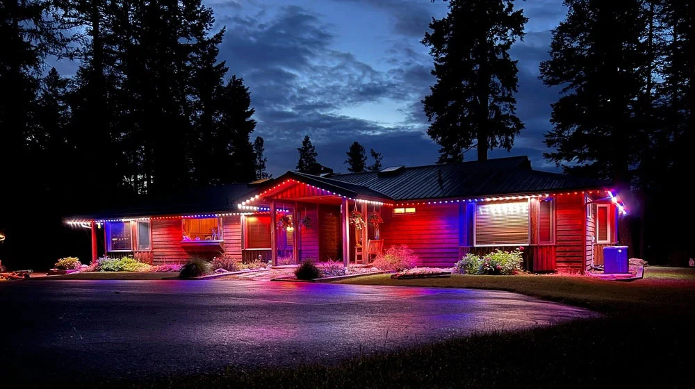 Priddis acreage with bright permanent security lighting